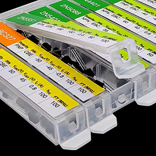 EEEEE 30 Kinds 1020pcs Assorted Type General Purpose TO92 Transistors PNP NPN Bipolar Power Transistor Assortment Kit with Individual Compartment - style: 1020pcs 30 models