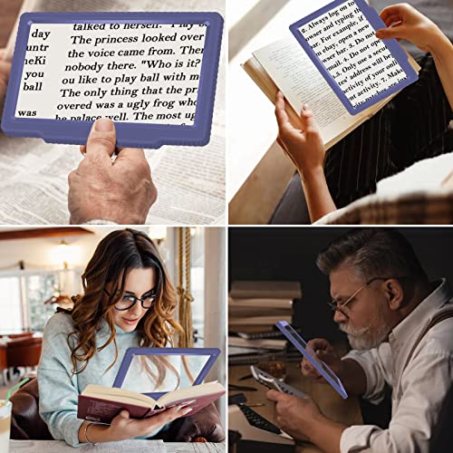 5X Full-Page Magnifying Glass for Reading, Handheld Lightweight Magnifier - color: Blue