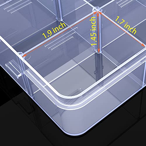 Plastic Organizer BoxTackle Box Organizer with Adjustable Dividers - color: Clear, size: 1x Large 18 Grids