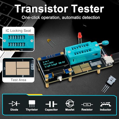 Treedix GM328 Transistor Tester – Mosfet Transistor Capacitor Tester, LCR/ESR Meter, SMD Electronic Component Tester for Diode/MOSFET/Capacitor/Resistor (PNP/NPN/Triode/Zener)