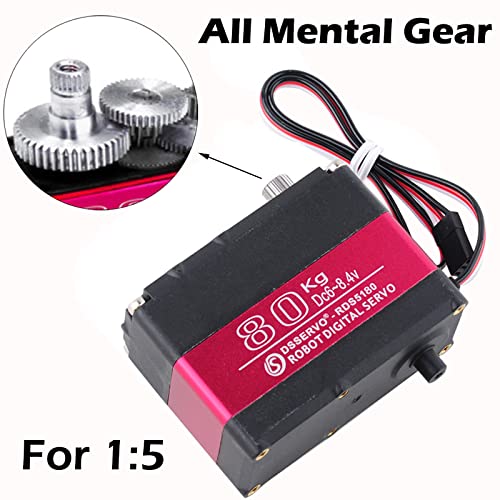 RDS5160 Servo 60 kg RC Digital Servo High Torque Mental Gear 180 270 Degree with U-Shaped Mount Disc for 1/5 RC Car Robotics DIY Projects (180) - size: 60KG 180°