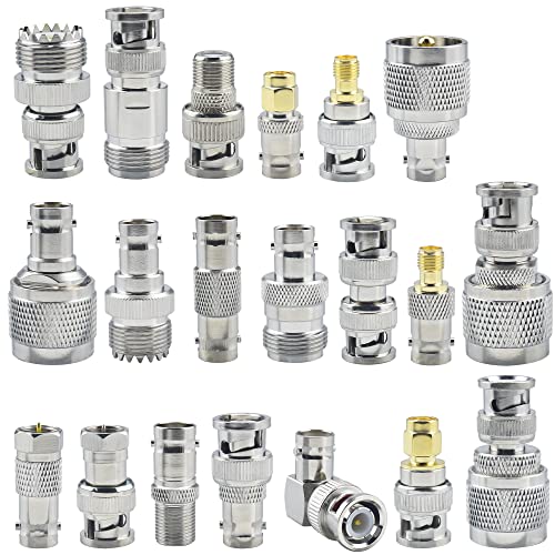 20pcs BNC Connector Kits BNC to SMA/BNC to BNC/BNC to UHF/BNC to N/BNC to F RF Coax BNC Adapter Male to Female Cable Converter - size: 20 Pieces - BNC Kit