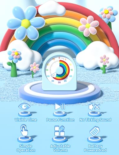 LIORQUE Visual Timer for Kids with Pause Function and Protective Case - color: Rainbow Blue