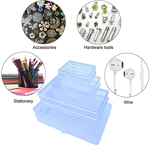 Gebildet 8 Pieces Mixed Sizes Rectangular Empty Mini Clear Plastic Organizer Storage Box Containers for Craft Projects - size: Mix
