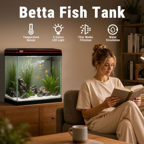10 Gallon Fish Tank, Betta Fish Tank Smart Aquarium Kit 100% Glass Material - size: 10 Gallon Fish Tank