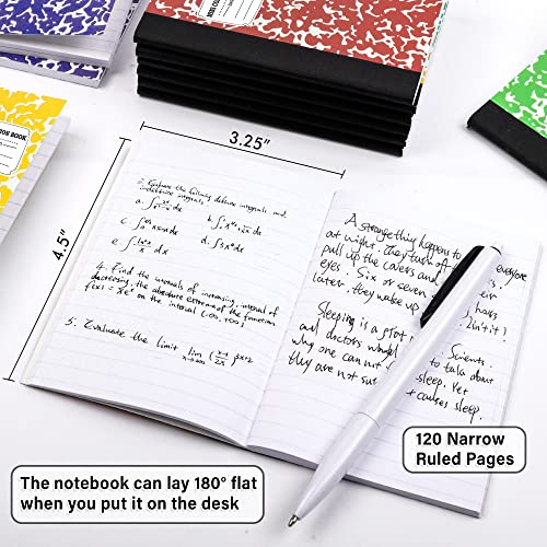 feela 120 Pack Mini Composition Notebook Bulk, Cute Pocket Composition Note Pad, Small Journal Notebooks for Students College School Supplies, 4.5" X 3.25", Narrow Ruled, 5 Marble Covers - color: 120 Pack 5 Solid Colors
