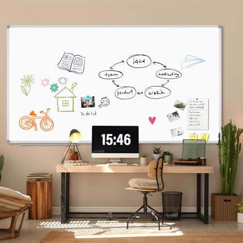 JILoffice Large Magnetic White Board, Dry Erase Whiteboard 96 x 48 Inch, 2 Pack, Silver Aluminum Frame Wall Mounted Board for Office Home and School - size: 2 Pack 96 x 48 Inch