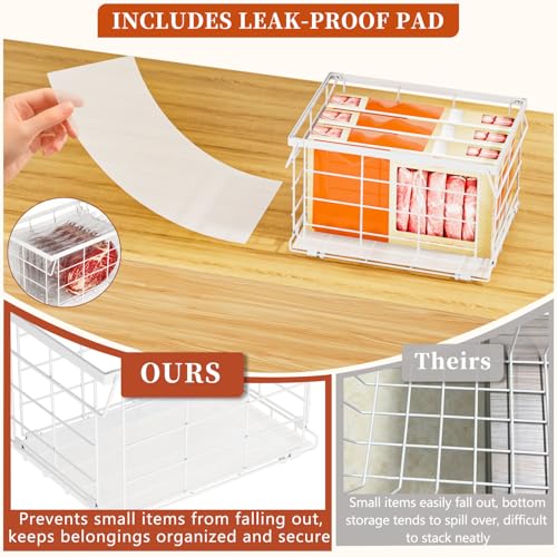 Freezer Organizer Bins for 3.5 Cu.Ft,Upgrade Quick Expand/Collapse,3PACK - color: White 3 Pack