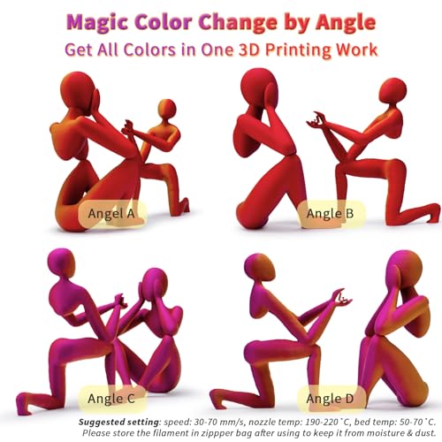 ZIRO PLA Filament 1.75mm, Color Change by Angle, 1KG Afterglow (Matte) - color: Afterglow(matte)