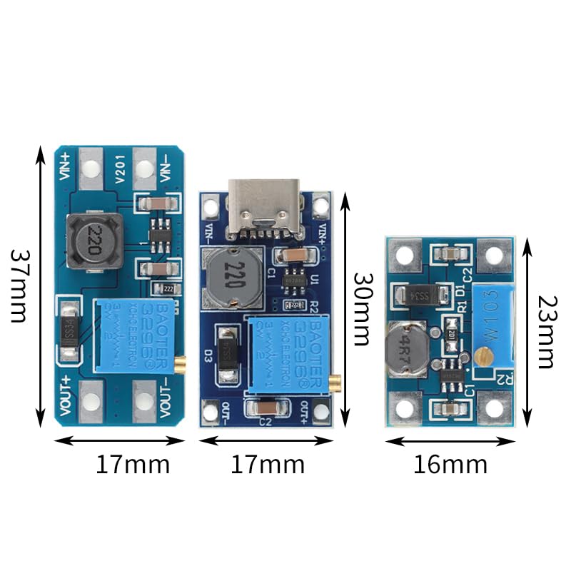 10pcs SX1308 DC-DC Boost Power Module 2A Adjustable 2-24V to 5/9/12/28V High Efficiency - color: SX1308 Adjustable