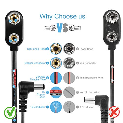 CHANZON 9v Battery Power Supply Clip with 2.1mm x 5.5mm Right Angle Male DC Connector Plug Adapter I-Type Plastic Holder 5pcs kit for Arduino LED Strip - color: 7)I-type Male Right Angle Plastic 5pcs