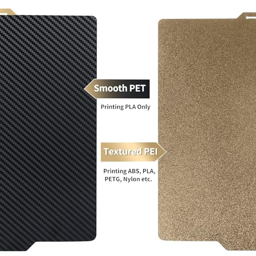IdeaFormer-3D Smooth Carbon Fiber PET + Textured PEI Build Plate 257x257mm, Double Sided Flexible Print Bed 3D Printer PET+PEI Bed Plate for Bambu Lab X2D/X1/X1C/P1P/P1S/P2S - color: Smooth PET+Textured PEI
