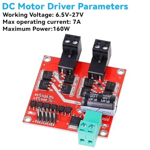 1PCS DC Motor Driver,L298 Dual H Bridge Motor Speed Controller 6.5V-27V 7A 160W PWM Motor Regulator Board,Electric Motor Control Module Industrial with Optocoupler Isolation - style: 1PCS