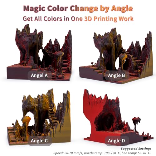 ZIRO PLA Filament 1.75mm, Color Change by Angle, 1KG Volcano (Matte) - color: Volcano(matte)