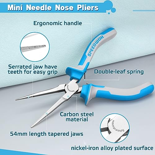 SPEEDWOX Fine Tips Long Nose Pliers For Jewelry Making and Fishing - Serrated Jaw, Thin Needle Nose, Wire Looping and Bending - style: Fine Tips Needle Nose