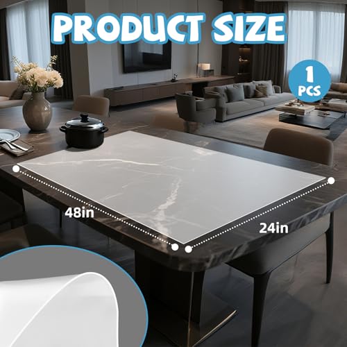 VOKOY Large Silicone Mat for Crafts, 48"x24", Extra Large Thick Clear Silicone Mats for Kitchen Countertop, Heat-resistant Washable Large Pastry Mat for Crafts Painting Baking - color: White, size: 48"L x 24"W