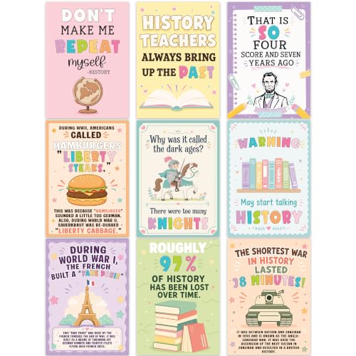 Funny History Posters Set of 9, History Classroom Decor, 10x14 Inch - color: 9pcs History