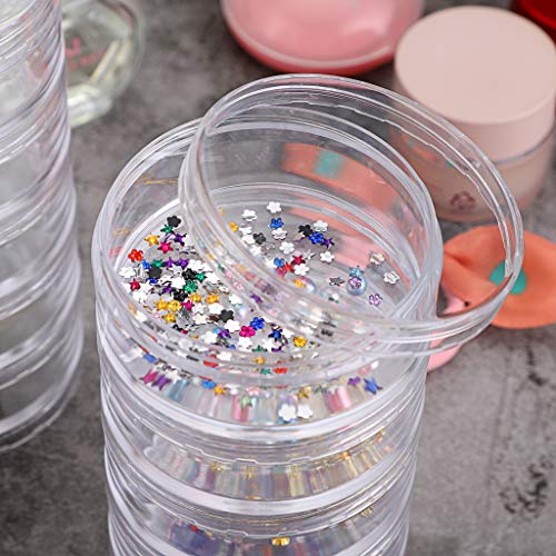 Hipiwe 2 Packs 5-Slot Clear Plastic Storage Jars Jewelry Beads Organizer - size: 2Packs 2.68"D x 5.31"H