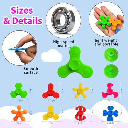 100 Pack Mini Fidget Spinner Toys,Stress Relief Sensory Toys,Birthday Party Favors Gifts for Kids Teens Adults,Goodie Bag Stuffers,Treasure Box Toys for Classroom Prizes Supplies