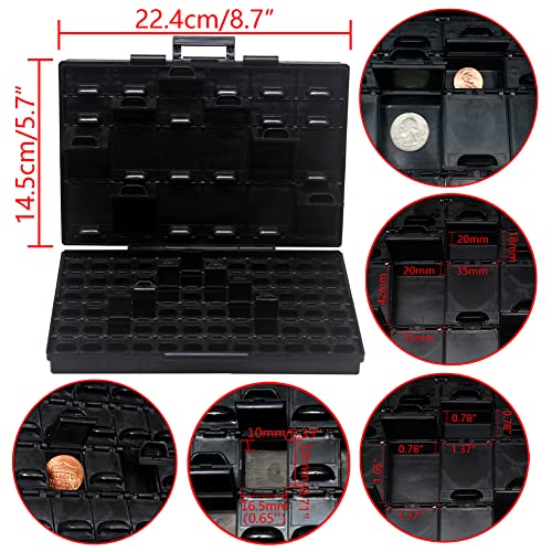 AideTek 4PCS BOXALL96 Anti-static Component Organizer ESD safe SMD parts box w/96 bins Conductive Storage Case - style: 4BOXALL96AS