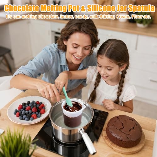 Palksky Silicone Chocolate Melting Cup Set with 4 Silicone Measuring Cups (250ml & 350ml) and 4PCS Heat-Resistant Jar Spatulas, Non-Stick Baking Tools for DIY Chocolate, Butter & Cream Mixing - size: Jar Spatulas*4 +250ml*2+350ml*2