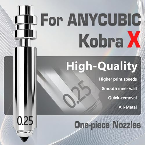 2 PK 0.25 Kobra 4/ Kobra XNozzle Bimetallic Nozzle for Anycubic Hotend Print Head Assembly Kobra X/Kobra 4 Nozzles Upgrade KX Hot End Extruder Kit 3D Printer Accessories - color: 2 PK 0.25MM Nozzle Kit
