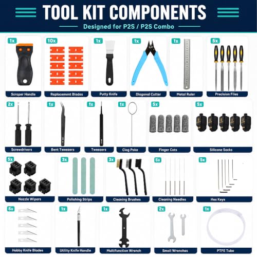 3D Printer Tool Kit for Bambu Lab P2S/P2S Combo, Maintenance Accessory Set