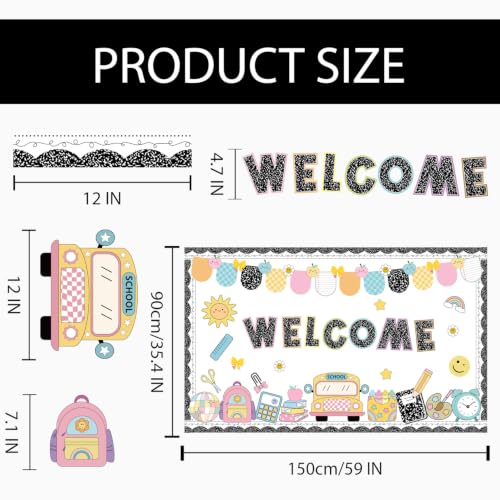 Welcome Back to School Bulletin Board Decorations Set Classroom Decor 70Pcs - color: Notebook Back to School