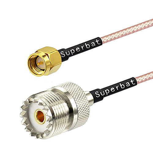 Superbat Coax UHF Female SO-239 to SMA Male/SMA Female Adapter Extension Cable RG316 6" for Baofeng Wouxun Icom Yaesu CB Radio Handheld Walkie Talkie 2pcs - color: 2in1, size: 6 inches