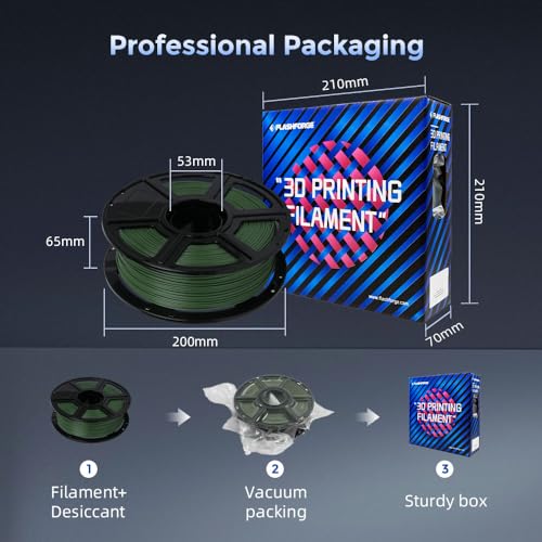 FLASHFORGE Carbon Fiber PETG Filament 1.75mm, Carbon Fiber PETG 3D Printer Filament, 1KG Spool Dimensional Accuracy +/- 0.02mm, Lightweight & Heat-Resistant & Moisture Free (Grass Green) - color: Green, size: PETG CF