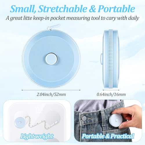 50 Pcs Tape Measure Retractable Measuring Tape Soft Small Measurement Mini Sewing Fabric Measurer Flexible Pocket Cloth Fabric Measurement Digital for Body (60 Inch)