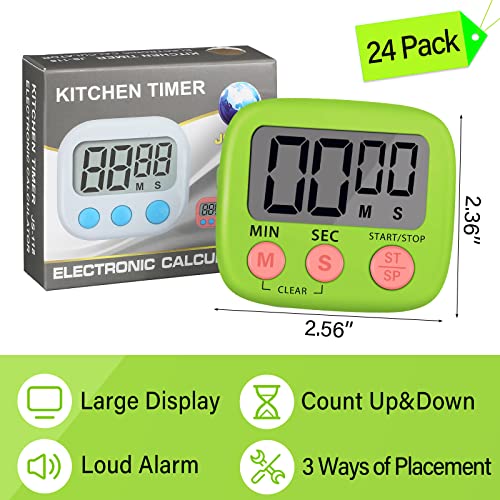 Weewooday 24 Pcs Digital Kitchen Timer Bulk for Cooking - color: Blue, Green