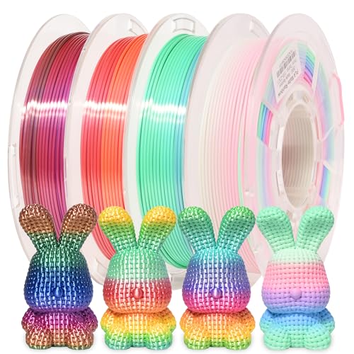 PINBALL Silk & Matte Rainbow PLA 3D Printer Filament 1.75mm, 250g*4 - color: Pla-250g*4-multicolored-2, size: PLA-250g*4