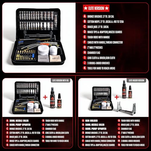 GLORYFIRE Elite Universal Gun Cleaning Kit, CLP and Gun Stand Options - size: 80-piece set