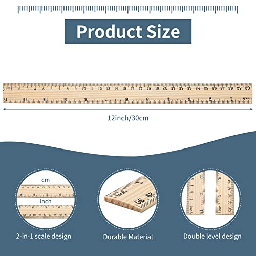 10 Pack Wooden Ruler 12 Inch Rulers Bulk Wood Measuring Ruler Office Ruler 2 Scale - color: 10 Pieces - 12 Inch