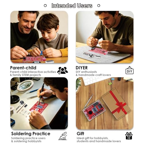 DIY FM Radio Soldering Practice Kit, 87-108MHz with 2 Power Modes (USB/Battery) & Acrylic Case, STEM Project for Beginners & School Education, Complete Kit with PCB, Components, Speaker