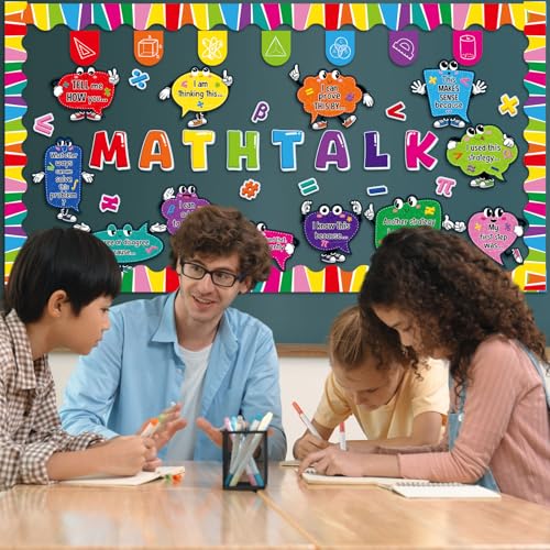 Honoson 54 Pcs Math Bulletin Board Set, Math Talk Bulletin Boards, Colorful - style: Colorful