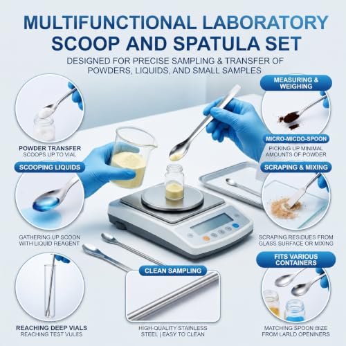 22 Pcs Stainless Steel Micro Scoop Set, Mini Lab Spatula