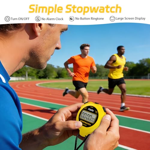 Digital Simple Basic Stopwatch Timer, Silent Stop Watch for Kids Coaches - color: Yellow