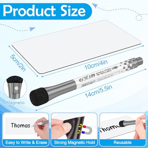 Meetory 80 Pack Magnetic Labels - 4x2 Inch Dry Erase Magnetic Labels for Whiteboards, Reusable Sticky Notes, Magnet Name Plates for Classrooms Blanked