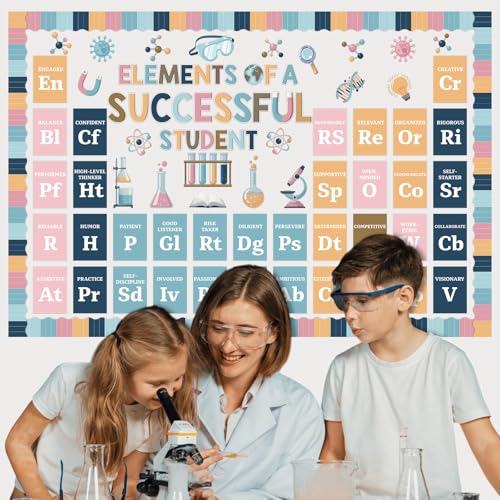 Funrous Periodic Table of Elements Bulletin Board Decorations Set Science Elements Classroom Decor Chemistry Laboratory Paper Cutouts for High School Bedroom Science Teacher Wall Party Supplies - style: Periodic Table