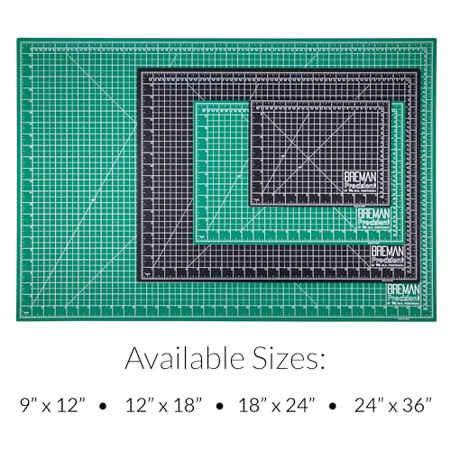 Breman Precision 12x18 Green/Black Self Healing Cutting Hobby Mat for Craft - color: Green/Black, size: 12x18