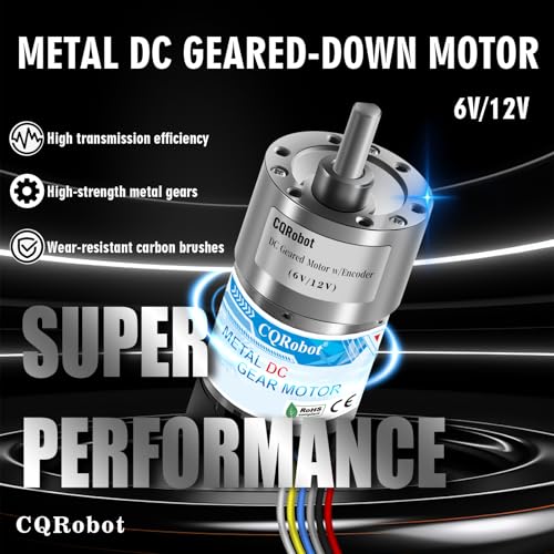 CQRobot 56.3:1 Metal DC Gearmotor 37Dx70.1L mm 6V/12V with 64 CPR Encoder - size: 56.3:1, style: 6V/12V
