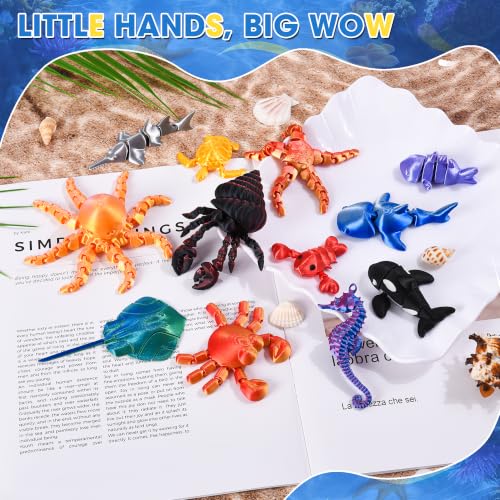 3D Printed Sea Animal Devilfish 12 Pack Flexible Ocean Desk Decor Set - size: Marine Animals (Devilfish), style: 12 PCS