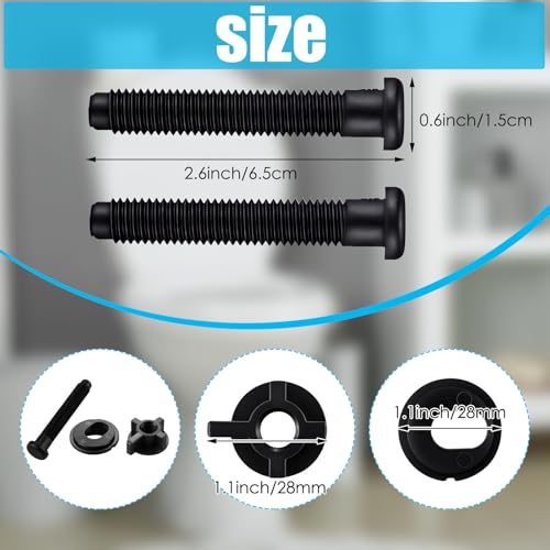 Jetec 2 Pack Toilet Seat Screws Kit, Plastic Bolts Nuts & Washers - color: Black