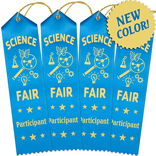 RibbonsNow Science Fair Participant Ribbons - 100 Island Blue Ribbons with Card & String - color: Island Blue, size: 100 Total Ribbons