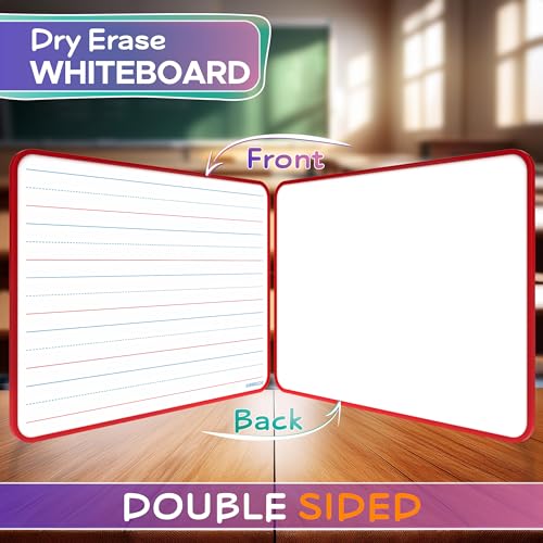 SCRIBBLEDO Magnetic Lined Dry Erase Whiteboard 9 x 12, Double Sided - color: Red