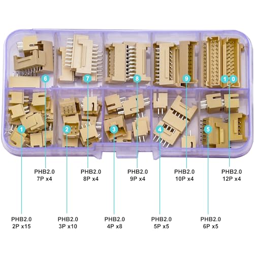 JST Connector Kit, PHB2.0 Dual Row DIP Header Jst 2mm Pitch IC Socket Plugs Adapter, JST-PHB 2 * 2/3/4/5/6/7/8/9/10/12Pin DIP Header Through Hole Type Vertical Header (PHB2.0-DIP-Ver) - size: JST-2.0MM-PHB-DIP-Vertical Header