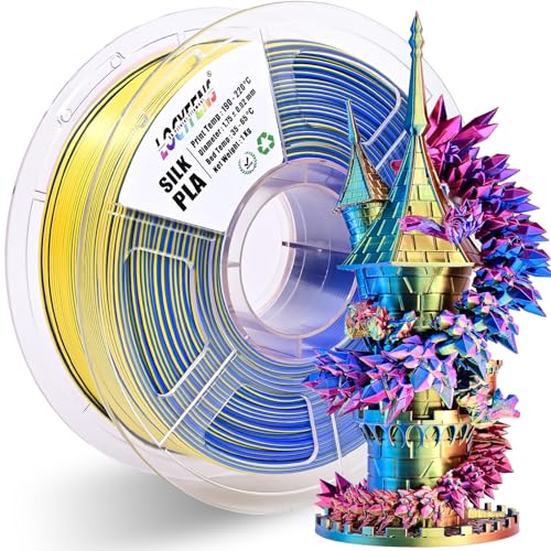 PLA Filament 1.75mm, Silk Rainbow Color PLA Filament, Tri Color 3D Printer Filament Red Yellow Blue, Fit to AMS, 1kg/Spool - color: Tri-color Red Yellow Blue