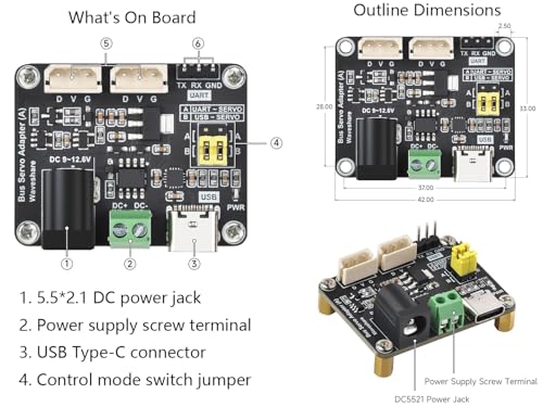 Serial Bus Servo Driver Board with Servo Power Supply and Control Circuit, Suitable for ST/SC Series Serial Bus Servos, Supports Controlling up to 253 ST/SC Series Serial Bus Servos at the Same Time - color: Bus Servo